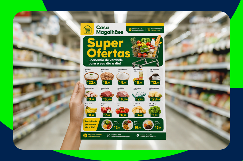 Como montar um encarte de ofertas que realmente vende: dicas de layout, escolha de produtos e frequência ideal